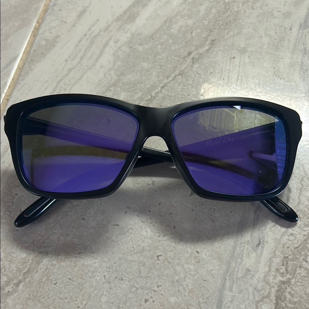 Oakley Black Sunglasses with Reflective Blue Lenses